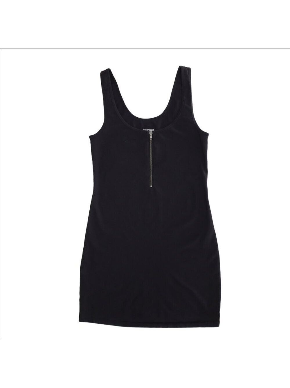 PINK Victoria’s Secret Y2K Bodycon Dress Black Zip Front Cotton Stretch L - Picture 6 of 15